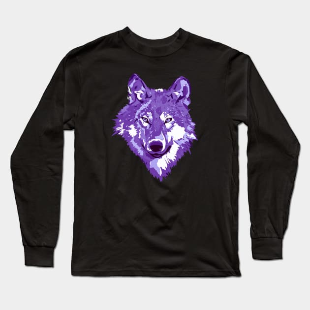 Purple Lone Wolf Totem Animal Spirit Guide Cheeky Witch Long Sleeve T-Shirt by Cheeky Witch